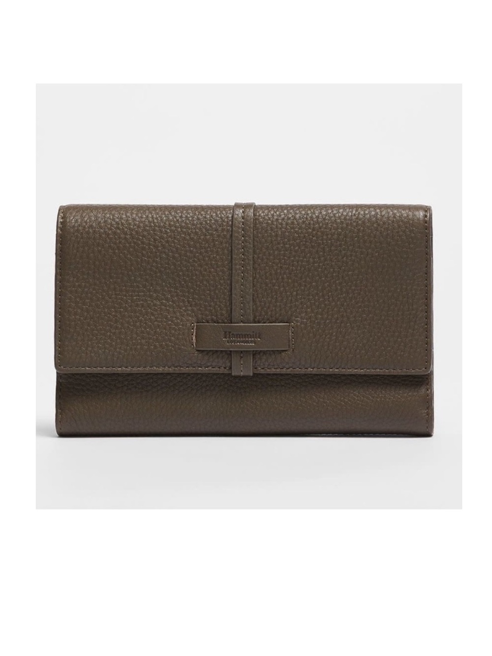 HAMMITT Benjamin Trifold Pebbled Leather Wallet in Olivine Brown Orig $245